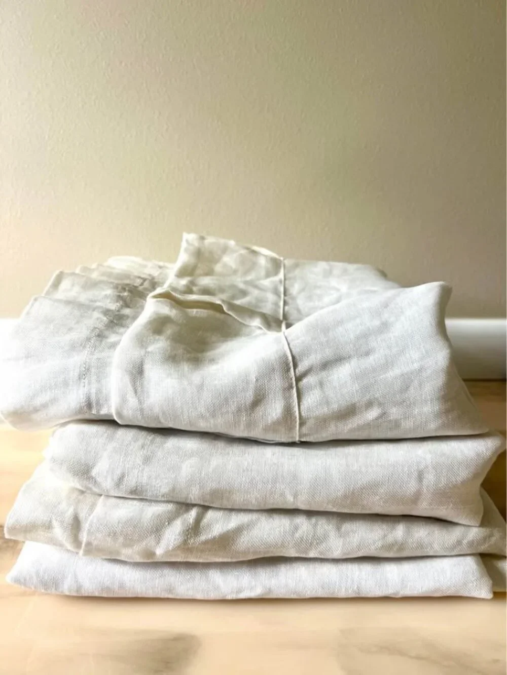 2 West Elm 48W x 84L ALABASTER European Flax Linen Sheer Curtains